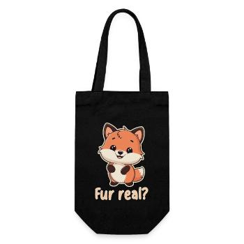 Pelz echt? Niedliche Fuchs-Illustration - Geschenkbeutel für Flaschen - Schwarz - Vorne