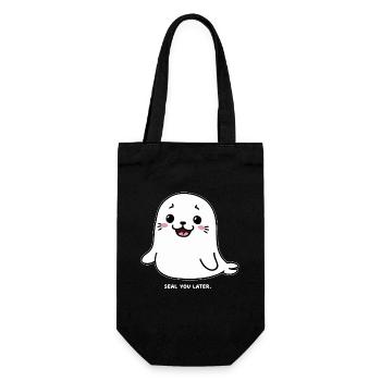 Seal You Later Cute Cartoon Seal Illustration - Gift Bag for Bottles - black - Front
