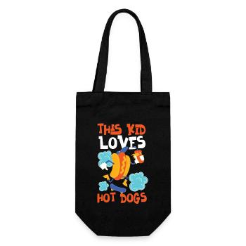 Hot Dog Adult Kid This Kid Loves - Gift Bag for Bottles - black - Front