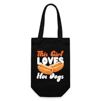 Hot Dog Adult Girl This Girl Loves - Geschenkbeutel für Flaschen - Schwarz - Vorne