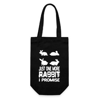 Just One More Rabbit I Promise Hase Hasenzucht - Geschenkbeutel für Flaschen - Schwarz - Vorne