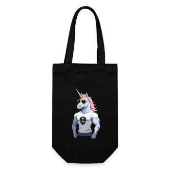 Papa Einhorn Lustiges Vatertag Design - Geschenkbeutel für Flaschen - Schwarz - Vorne