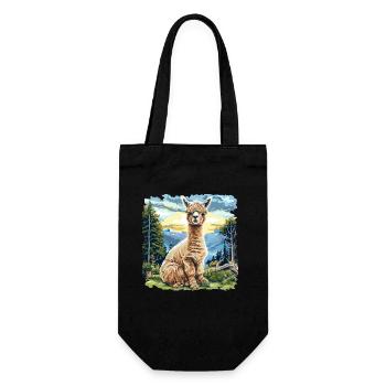 Alpaca Alpakas Alpaka - Geschenkbeutel für Flaschen - Schwarz - Vorne