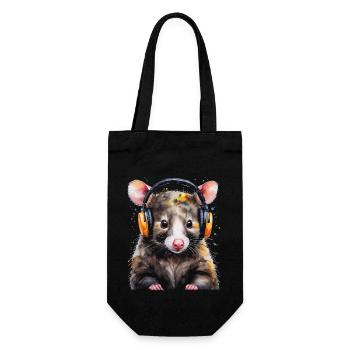 Opossum Kopfhörer Bunt Tier Design Print - Geschenkbeutel für Flaschen - Schwarz - Vorne