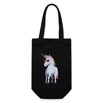 Papa Einhorn Lustiges Vatertag Design - Geschenkbeutel für Flaschen - Schwarz - Vorne
