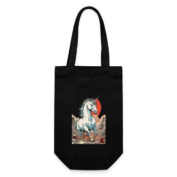 Japan Ukiyo-E Kunst Japanischer Vintage Stil - Geschenkbeutel für Flaschen - Schwarz - Vorne