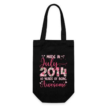 Juli 2014 10-jähriges Jubiläumsgeschenk für Mädchen - Geschenkbeutel für Flaschen - Schwarz - Vorne