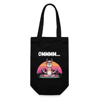 Lama Yoga Meditation Om Retro Lotussitz Lustig - Geschenkbeutel für Flaschen - Schwarz - Vorne