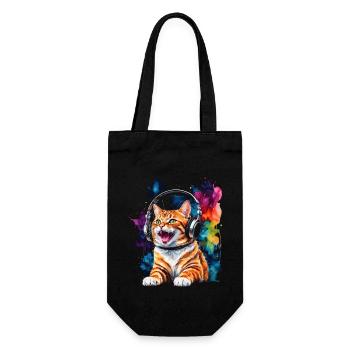 Casque de chat coloré drôle animal design imprimé - Sac à bouteille - noir - Devant