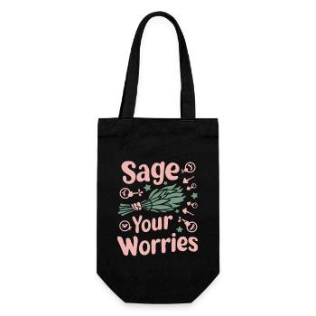 Smudge Sage Feather Spiritual Witchcraft Meditate - Gift Bag for Bottles - black - Front