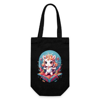 Unique Birthday Cute Unicorn Design - Gift Bag for Bottles - black - Front