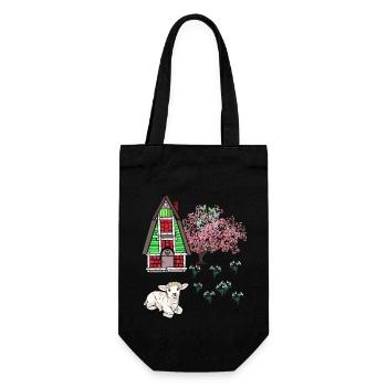 Frohe Ostern Lamm Schaff Ostern Natur Frühling - Geschenkbeutel für Flaschen - Schwarz - Vorne