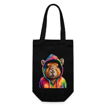 Capybara Hoodie Capy Colorful Animal Design Print - Gift Bag for Bottles - black - Front