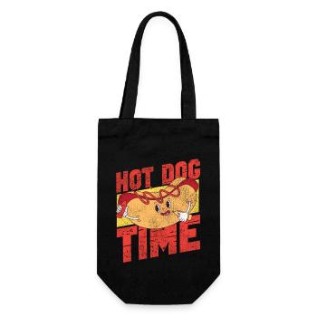 Hot Dog Adult Vintage Hot Dog Time - Geschenkbeutel für Flaschen - Schwarz - Vorne