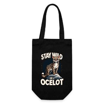 Ocelot Chat Sauvage Animaux Exotiques Jungle Gros Chat - Sac à bouteille - noir - Devant