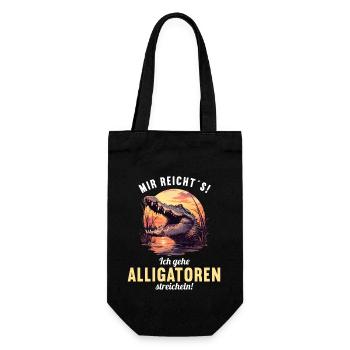 Alligatoren Alligator - Geschenkbeutel für Flaschen - Schwarz - Vorne