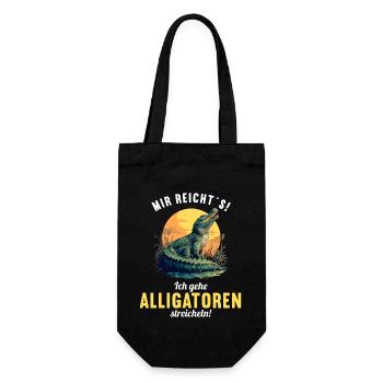 Alligatoren Alligator - Geschenkbeutel für Flaschen - Schwarz - Vorne