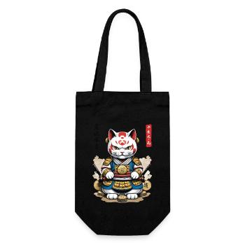 Samurai Cat in Aesthetic Japan Style - Gift Bag for Bottles - black - Front