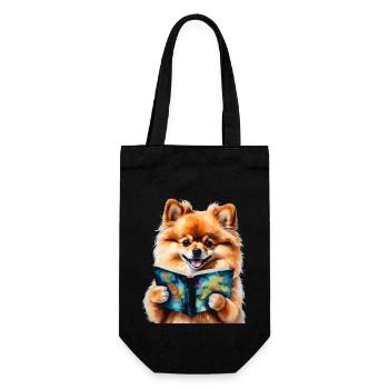 Poméranie Poméranie Livre de lecture Dog Print - Sac à bouteille - noir - Devant