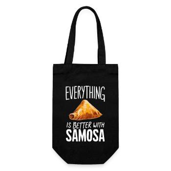 Alles Ist Besser Mit Samosa - Geschenkbeutel für Flaschen - Schwarz - Vorne