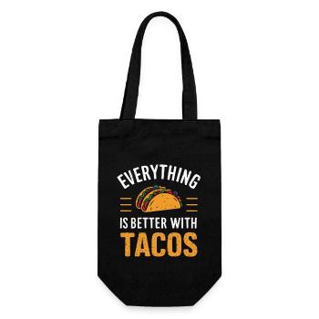 Alles Ist Besser Mit Tacos - Geschenkbeutel für Flaschen - Schwarz - Vorne
