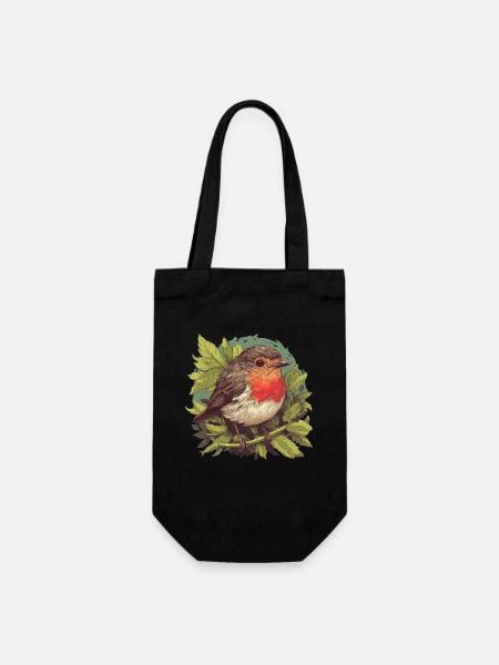 Robin Rotkehlchen - Geschenkbeutel für Flaschen - Schwarz