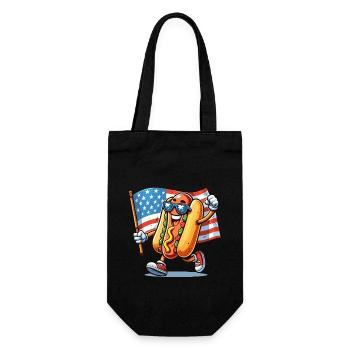 Hot Dog Amerika USA Amerikanische Flagge Lustig - Geschenkbeutel für Flaschen - Schwarz - Vorne