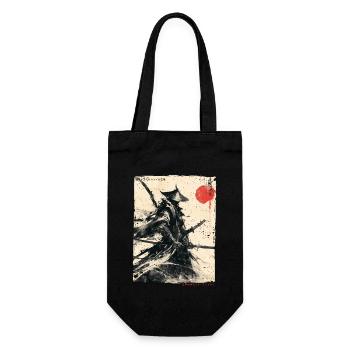 Samurai Kämpfer - Japanisches Ukiyo-e Kunstwerk - Geschenkbeutel für Flaschen - Schwarz - Vorne