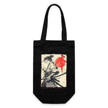 Samurai Kämpfer - Japanisches Ukiyo-e Kunstwerk - Geschenkbeutel für Flaschen - Schwarz - Vorne