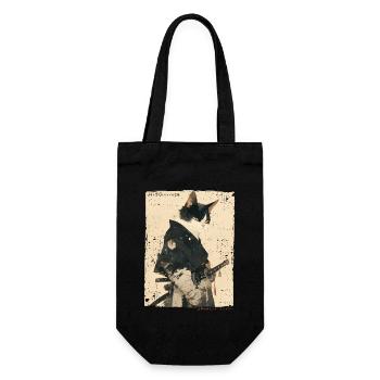 Samurai Cat Kawaii Japanische Ninja Katze - Geschenkbeutel für Flaschen - Schwarz - Vorne