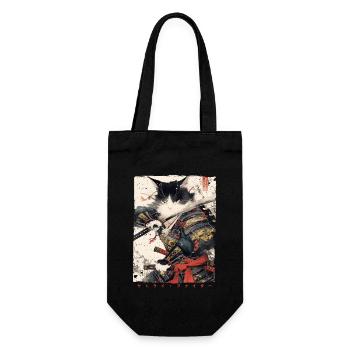 Samurai Cat Kawaii Japanische Ninja Katze - Geschenkbeutel für Flaschen - Schwarz - Vorne