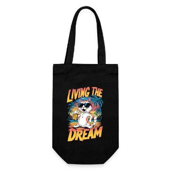 Cat and Beer, Living a Dream - Humor - Gift Bag for Bottles - black - Front