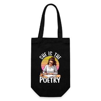 Poetry Lover She Is The Poetry Journaling Reader - Geschenkbeutel für Flaschen - Schwarz - Vorne
