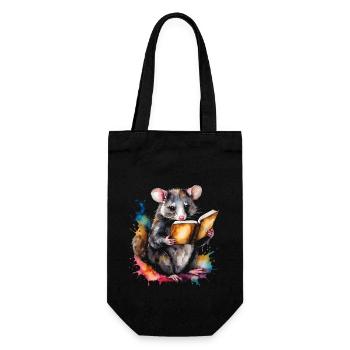 Possum Reading Colorful Animal Design Print - Gift Bag for Bottles - black - Front