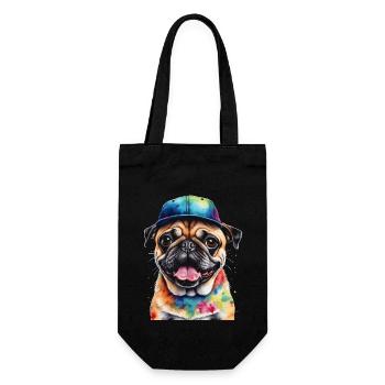 Carlin Snapback Cap Chien Coloré Drôle Design Imprimer - Sac à bouteille - noir - Devant