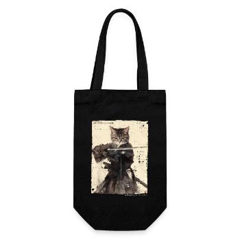 Samurai Cat Kawaii Japanische Ninja Katze - Geschenkbeutel für Flaschen - Schwarz - Vorne