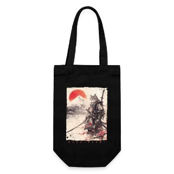 Samurai Cat Kawaii Japanische Ninja Katze - Geschenkbeutel für Flaschen - Schwarz - Vorne