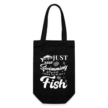 Einfach Weiter Schwimmen Auch Wenn Du Kein Fisch - Geschenkbeutel für Flaschen - Schwarz - Vorne