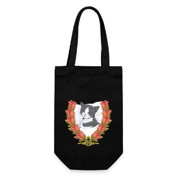Katze Katzen Kätzchen schlafen Kind - Geschenkbeutel für Flaschen - Schwarz - Vorne