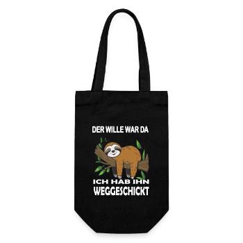 Lustiges Faultier, keine Lust - Geschenkbeutel für Flaschen - Schwarz - Vorne