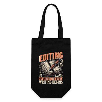 Book Editing Is Where The Real Writing Literature - Gift Bag for Bottles - black - Front