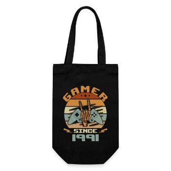 Gamer seit 1991 - Gaming-Jubiläumsgeschenk 1991 - Geschenkbeutel für Flaschen - Schwarz - Vorne