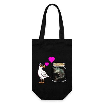 Seagull Loves Fish Fish Maritime Sailor - Gift Bag for Bottles - black - Front