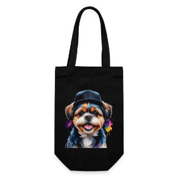 Shih Tzu Snapback Cap Hund Lustig Tier Print - Geschenkbeutel für Flaschen - Schwarz - Vorne