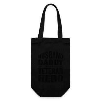 Husband Daddy Veteran Hero - Geschenkbeutel für Flaschen - Schwarz - Vorne