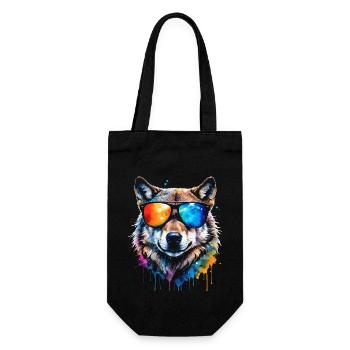 Lunettes de soleil loup imprimé animal coloré - Sac à bouteille - noir - Devant