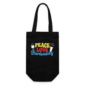 Bartender Mixologist Girl Peace - Geschenkbeutel für Flaschen - Schwarz - Vorne