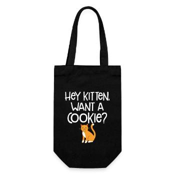 Hey Kitten Want A Cookie Cute Cat Animal Lover Fun - Gift Bag for Bottles - black - Front