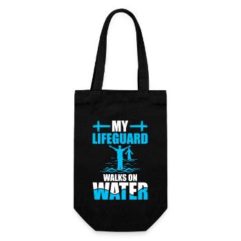 Mein Rettungsschwimmer Geht Auf Wasser - Getauft - Geschenkbeutel für Flaschen - Schwarz - Vorne