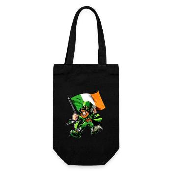 Leprechaun (Irish leprechaun) with flag - Gift Bag for Bottles - black - Front